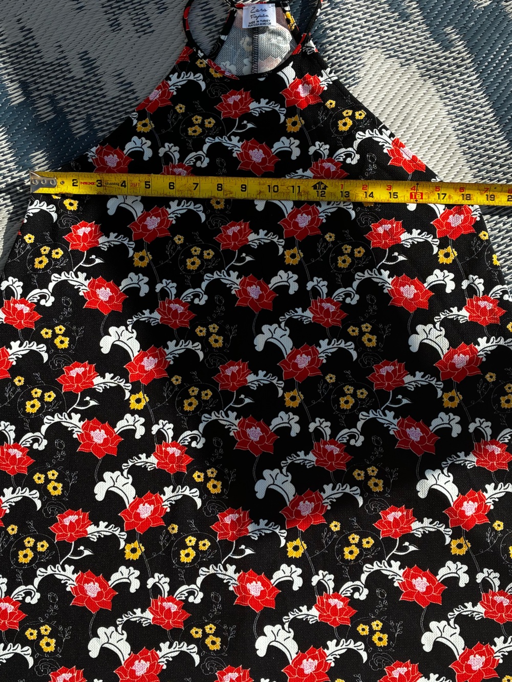 Zara Trafaluc Black and Red Floral Print Sleeveless Racerback Tank Shift Dress. - Picture 4 of 6